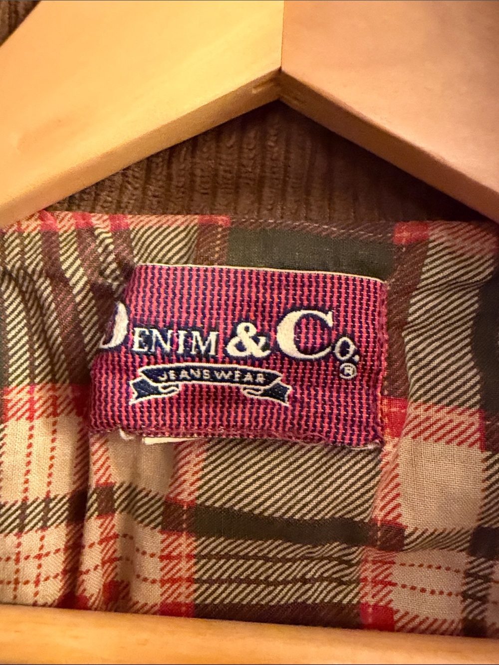 Denim&Co Khaki Field Jacket with Brown Corduroy Collar - Picture 4 of 7